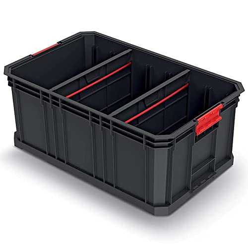 Caisse de transport modulaire avec cloisons X-Block - Capacité de charge jusqu'à 50 kg - Plastique - Empilable - Noir - 520 x 329 x 210 mm Cover