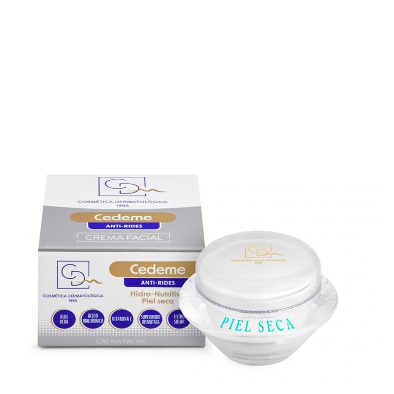 CDM CEDEME FACIAL ANTI-RIDES 50 ml. Crema Hidro-nutritiva Día y Noche, con Ácido Hialurónico, Vitamina E y Filtro Solar - Crema Facial Antiarrugas Piel Madura para Mujer