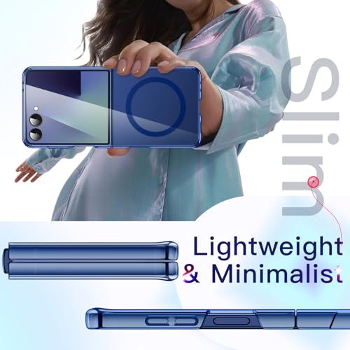 Image of JETech Magnetic Case for Samsung Galaxy Z Flip 7 2025 Compatible with MagSafe, Non-Yellowing Transparent Hard PC Protective Phone Cover, Anti-Scratch (Blue Shadow)