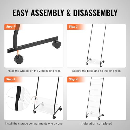 VEVOR Prospektständer, 6-stufiger Zeitschriftenständer, Bodenstehender Zeitschriftenständer, Zeitungskataloghalter, Beweglich mit 4 Rädern (2 feststellbar) für Ladenausstellungen, Büros, 6 Taschen