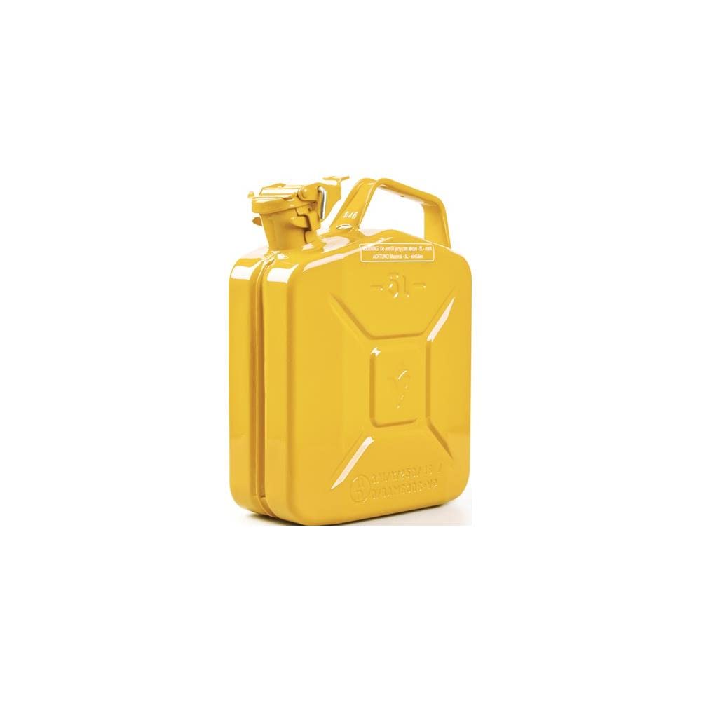 Bidón de combustible (5 L, acero amarillo RAL 1018, 230 x 120 x 310 mm)