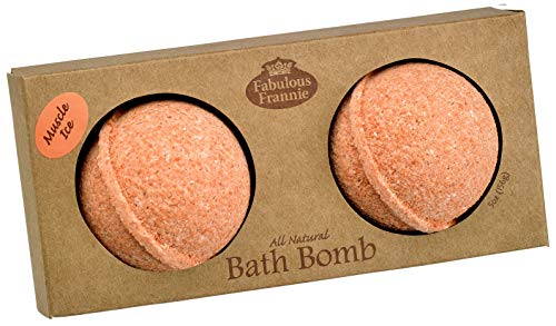 Fabulous Frannie Muscle Ice Natural, Handmade Bath Bomb Gift Set, Rich in Essential Oil, Salt, Coconut Oil, Witch Hazel, Ultra Plush Spa Fizzies to Moisturize Skin, Perfect Gift 2 pk 2.5oz each