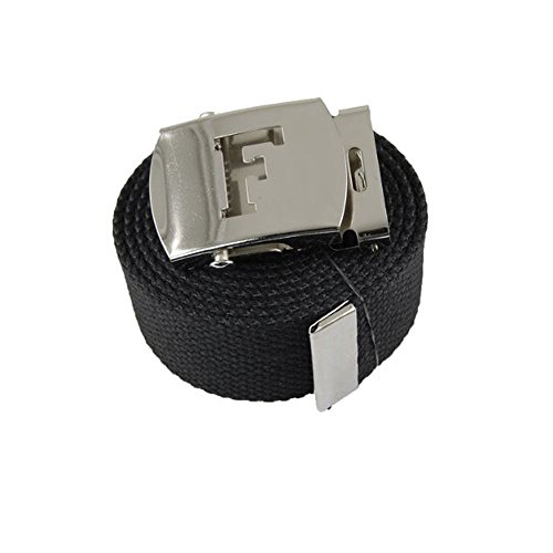 ACCmall Capital Initial F Canvas Military Web Black Belt & Silver Buckle 60 Inch