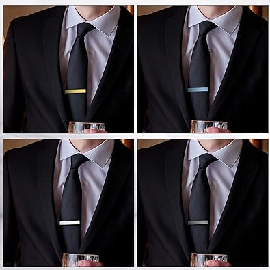 2 Pcs Black & Silver Tie Clips, Tie Clip Black/Silver, Tie Clips for Men, Tie Pin Set for Business Wedding Anniversary and Daily Life