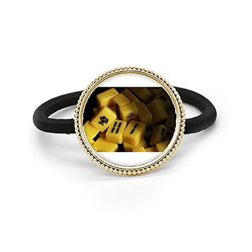 Goma para el pelo de metal plata y diseño de Mahjong, accesorio de moda retro