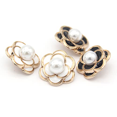 MEIJIU 6pcs 25mm Fashion Flower Pearl Gold Metal Buttons For Garment Women Jacket Sweaters Decorative Handmade Sewing Accessories