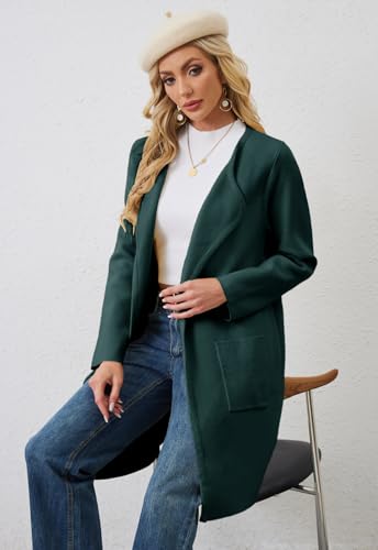 Image of Alaster Queen Women's Open Front Knit Long Fall Sweater Cardigan Coatigan | Long Sleeve,Wide Lapel Neck,Soft Knit Sweater Fabric,Two Patch Pockets,Outerwear Jacket,Work,Daily Wear,2026 Trendy Lady Coat