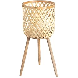 Macetas Grandes Con Base KUWAI Soporte de Plataforma Tejido a Mano, Soporte Decorativo para Plantas de bambú, Cesta para Plantas de bambú Tejida a Mano, Cesta para Plantas de bambú, Cesta de bambú Tejida a ano