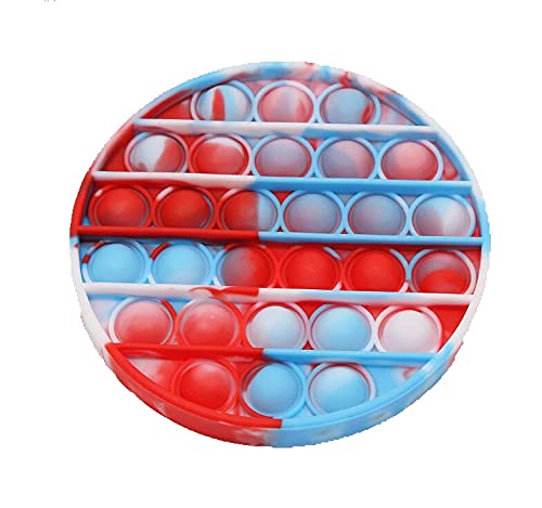 GooKit Pop Push tie dye Bubble Sensory Fidget Toy, Round Silicone Pop Bubble Toy, Autism Special Needs Stress Reliever,Anxiety Relief (Red and Blue)
