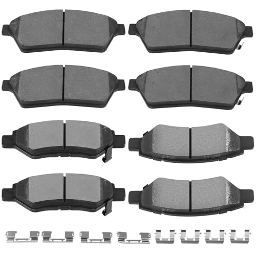 Image of SCITOO D1422 D1337 Front Ceramic Rear Semi-Metal Brake Pads Sets w /Hardware | Replacement For Cadillac For SRX 2010 2011 2012 2013 2014 2015 2016,For Saab For 9-4X 2011