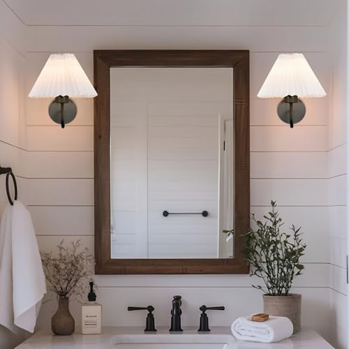 Image of Wall Sconces Indoor Wall Light Fixtures with Pleated Fabric Shade Bathroom Vanity Sconces Wall Lighting Dresser Hardwired Wall Lamps for Bedroom Living Room Corridor Porch