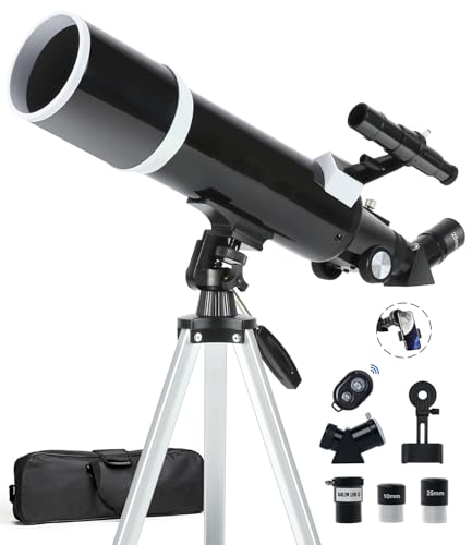 Image of Telescope 80mm Aperture 600mm with Fully Multi-Coated Optics - Professional-Grade Astronomy Tool for Beginners, Includes Wireless Control, Phone Adapter, Moon Filter & Bag，Black