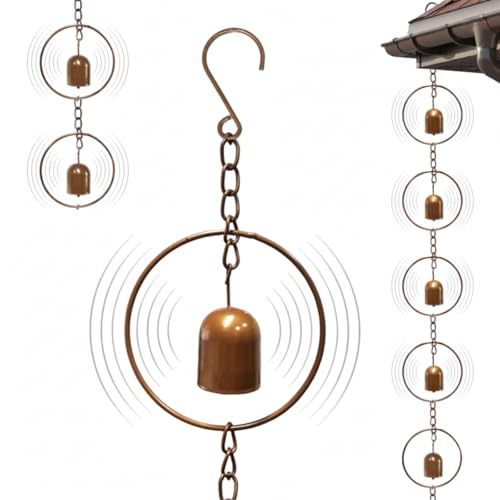 Quanqiuyi Metal Bell Rain Chain for Gutters Rust Resistant Outdoor Rain Catcher Perfect for Heavy Rain Indoor/Outdoor Decoration Dark Bronze Finish