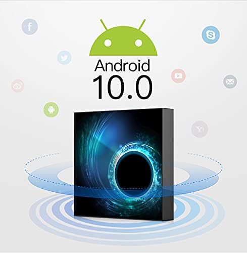 Adikao Android 10.0 TV Box, 4GB RAM 64GB ROM Allwinner H616 Quad-Core 64-bit ARM Cortex-A53 Box with 2.4GHz/5.0GHz WiFi 10/100M Ethernet, Support H.265/3D/6K Ultra HD/BT 5.0/HDMI 2.0 Smart