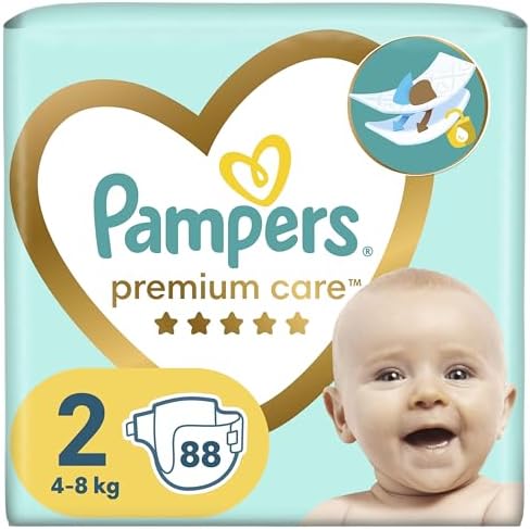 Pampers Pieluchy Rozmiar 2 (4-8kg), Premium Care Pieluszki, 88 Sztuk, Najlepszy Komfort i Ochrona Wrażliwej Skóry od Pampers