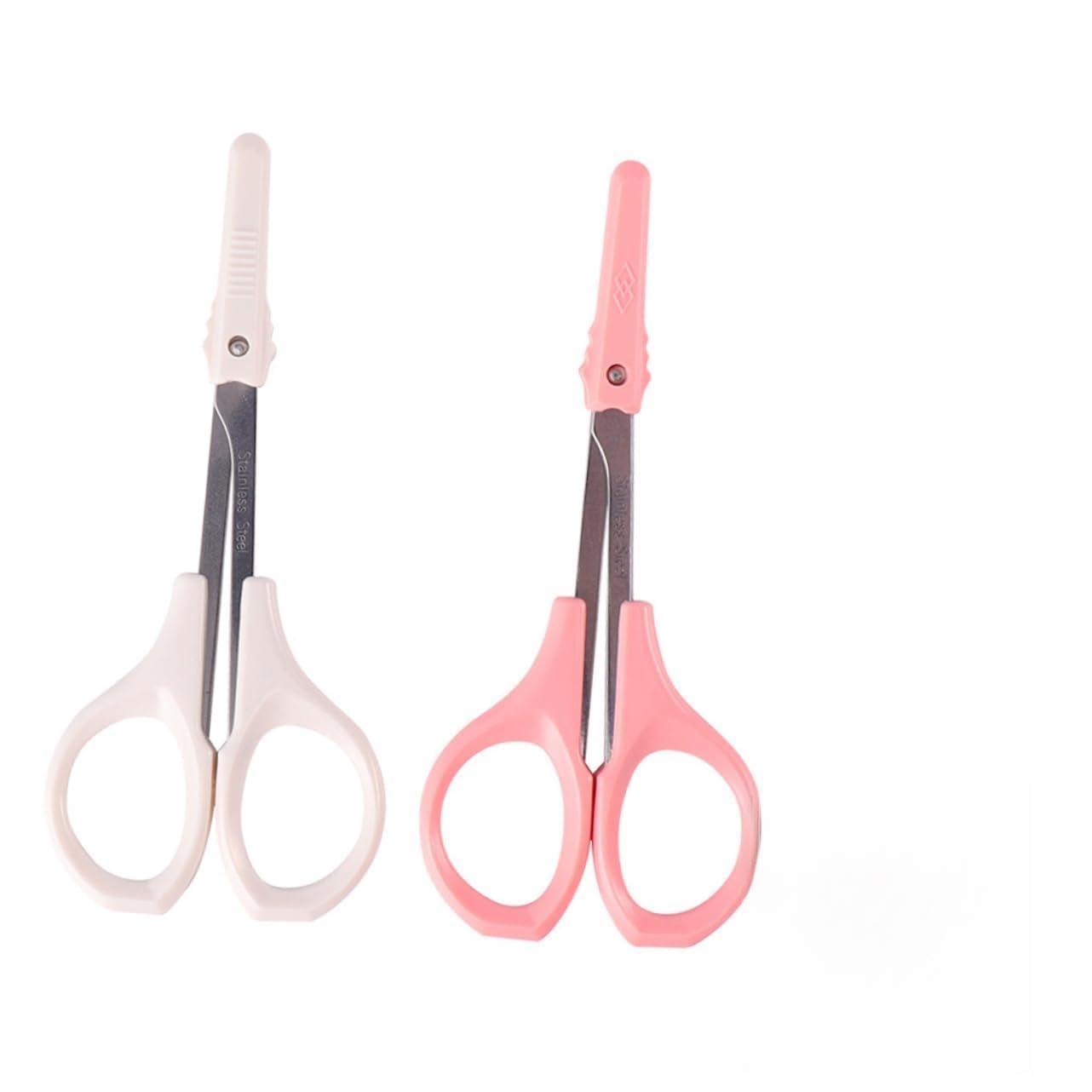 WOFASHPURET 2Pcs Eyebrow Trimmer Eyelash Scissors High Scissors for Effortless Trimming Curved Straight Tips for Daily Makeup Use