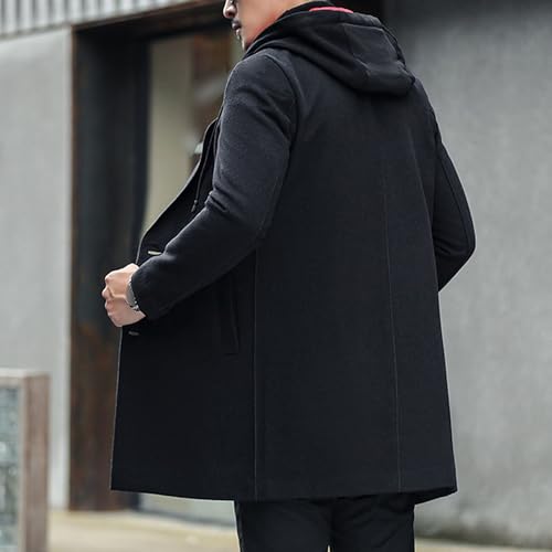 JEKE-DG Men's Single-Breasted Wool Hooded Coat Casual Mid-Long Trench Coat With Detachable Hoodie Overcoat3