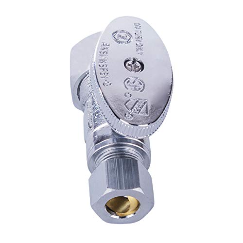 Image of Midline Valve 82358QS-OM-5 Water Supply Stop Valve with Quarter Turn Wheel; One Piece Design; Straight Shut-off for Toilet, Sink, Dishwasher; 5 /8 in. COMP x 3 /8 in. COMP; Chrome Plated Brass (5 Pack)