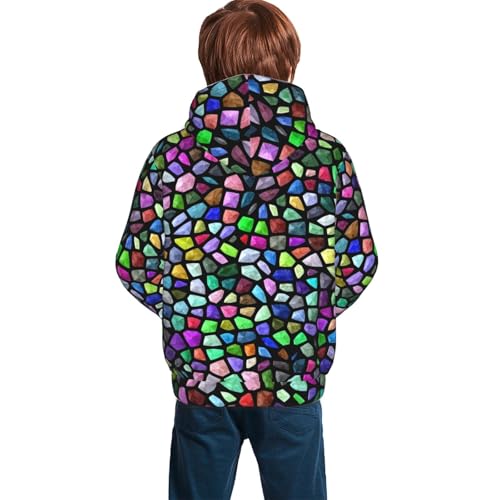 Colorful Mosaic Stones Kid Hoodies Boys Sweatshirts Girls Pullover with Pocket4