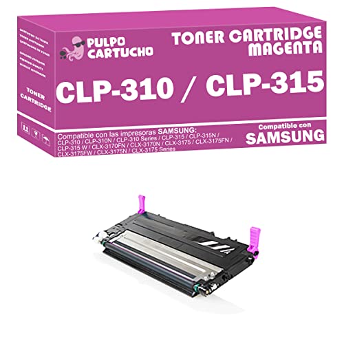 Pulpo Cartucho   Toner CLP 310 / CLP 315 Magenta Compatible con Samsung CLT M4092S Remanufacturado   Valido para Impresoras Samsung CLP 310 Series/CLP 315 Series/CLX 3170 Series/CLX 3175 Series