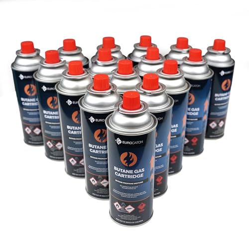 Eurocatch Cartouche de gaz - 16 pièces - Gaz butane - Bouteilles de gaz - Douilles à gaz - Douilles à gaz butane - Recharge - 227g