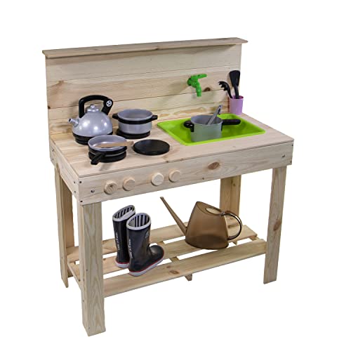 mgc24 Matschküche M, Outdoor Spielküche für Kinder aus Kiefernholz, Kinderküche für Garten Terrasse Spielhaus, mit… – Bild 7