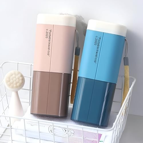 Image of Shopiable Store Travel Toothbrush Case Multifunctional Toothpaste Container Portable Business Trips Wash Cup Holder Organizer Towel Storage Box for Traveling, Camping, Business Trip(3)Plastic