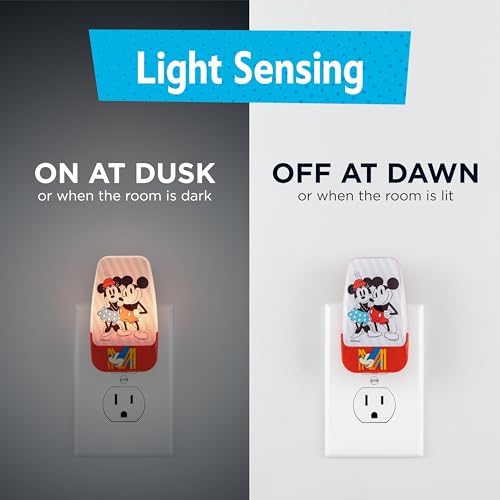 Image of Disney Mickey and Minnie Night Light for Kids Plug in | LED Nightlight Plug Into Wall, Birthday Gift for Boy Girl Toddler Baby, Kids Room Bedroom Bathroom Nursery Essentials