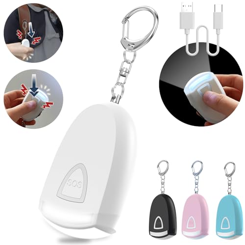 TattiOut 防犯ブザー 充電式 電量低下お知らせ 【130dB爆音+LED点滅】 2種類鳴らし方 防犯 ブザー 小学生 女の子 男の子 大人 ライト付き 大音量 女性 子供 誤作動防止 シンプル コンパクト TO24CB001 ホワイト