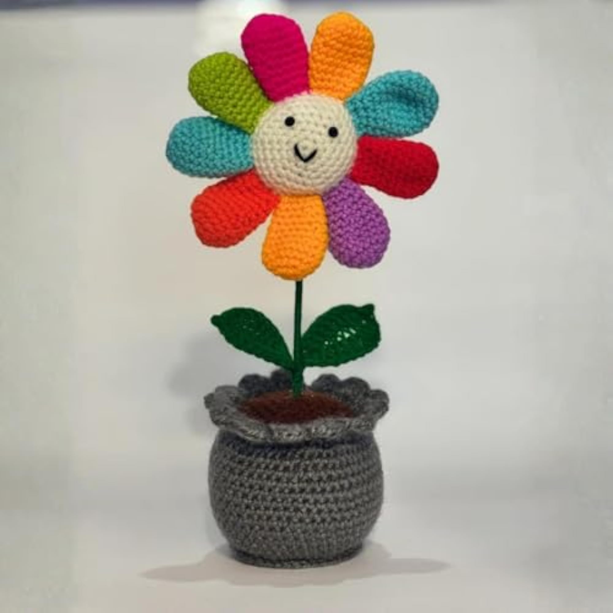 Handmade Smiley Crochet Pot for Home Decor