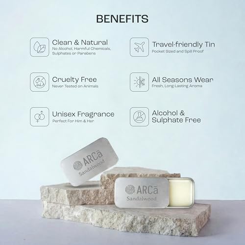 Image of ARCa SandalWood Unisex Solid Perfume | Alcohol Free & Non-Greasy Solid Perfume | Long-Lasting Sandalwood Perfume | Pocket Perfume for Men & Women | Perfume Gifting Pack for Him & Her