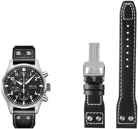 KDEGK Horlogebandje van echt leer voor IWC Big Pilot Flamethrower Little Prince Mark Strap Willow Nail Armband, 21 mm, 22 mm, 21mm, Agaat
