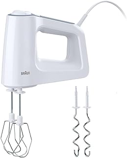 Braun Multimix 3 HM3100WH 500 W Power Mixer, Stainless Steel Rods, 5 Speed, Class A, White