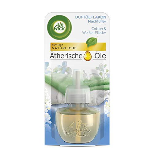 Air Wick Duftölflakon Nachfüller Cotton & Weißer Flieder  Frischer Raumduft mit ätherischen Ölen  1 x 19ml