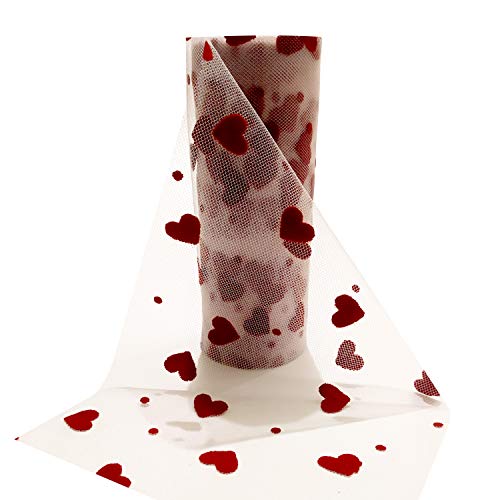 Aflyu Valentine s Day Heart Mesh Ribbon Red Heart Mesh Ribbon for Valentine Wedding Party Decoration