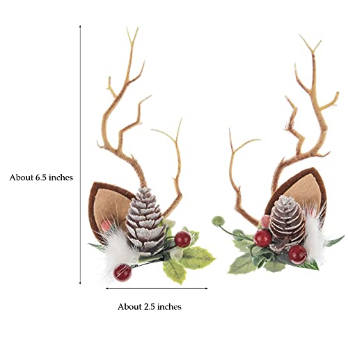 Toecwegr Deer Antler Headbands Christmas Flower Branches Hair Clips Hoop Reindeer Antlers Headband Girl Photo Shoot Forest Holiday Beauty Headdress #TOP2