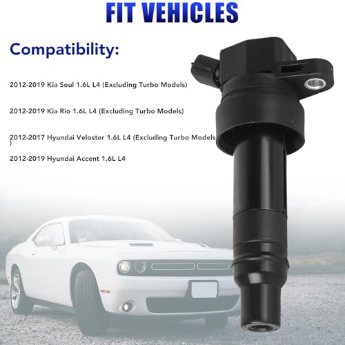 Set of 4 Ignition Coil Pack and Iridium Spark Plugs Fits for 1.6 L4 Kia Soul Rio Hyundai Veloster Accent 2012 2013 2014 2015 2016 2017 2018 2019 Coils Spark Plugs Replaces UF652 - Thumbnail 3