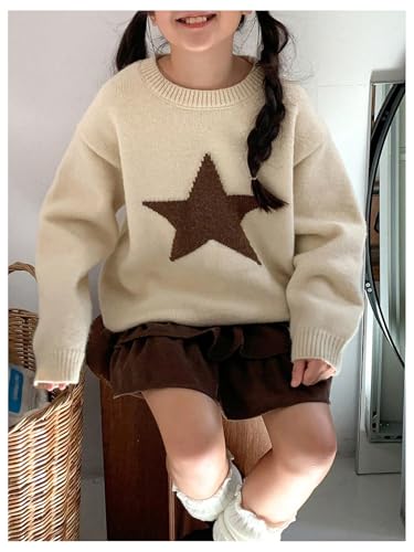 Girl's Star Graphic Sweaters Cute Crew Neck Long Sleeve Knitted Pullover Jumper Tops4