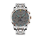 ★ SELF-WIND MECHANISCHE WATCH ★: Synthetischer Saphirspiegel T25 Tritiumgas-Leuchtuhren 30 Meter Lebensdauer wasserdicht Woche Monat Mondphasen-Kalender, Diese Uhr ist eine automatische mechanische Uhr. Wenn Sie sie jeden Tag tragen, kann sie die Uhr automatisch aufrollen die keine Batterien benötigen, wird automatisch mit der Bewegung Ihres Arms angetrieben