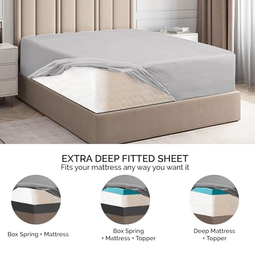 King Fitted Bed Sheet, Extra Deep Pocket, Fits Mattress up to 40cm (16"), Soft Brushed Microfiber, OEKO-TEX Certified - Image 3