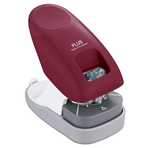 Image of Plus Paper Clinch Desktop Staple-Free Stapler, Wine