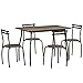 HOMCOM Set Tavolo e Sedie con 1 Tavolo Rettangolare e 4 Sedie in Acciaio e MDF per Cucina, Sala da Pranzo e Spazi Limitati, Marrone Noce e Nero