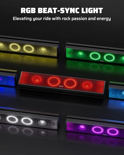 Image of Ehaho 25 Inch 6-Speaker UTV Sound Bar with Bluetooth, RGB, IP66 Waterproof | 500W Peak Power, Music-Sync RGB, USB /AUX, IP66 Waterproof, Detachable Cable, Fits 1 inch-2 inch Roll Cages for UTV Golf Cart SXS ATV