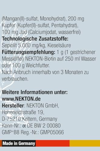 NEKTON-Biotin | Vitaminpräparat zur Gefiederbildung für alle Vögel | Made in Germany (35g)