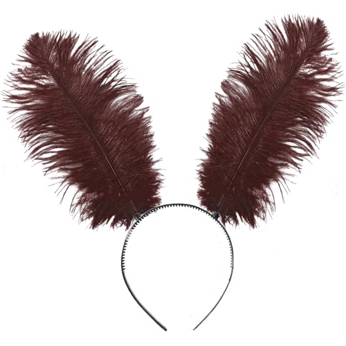 Ryshman Halloween Butterfly Feather Headbands Butterfly Antenna Headband Costume Hair Band for Halloween Parties (Brown feather One Size)