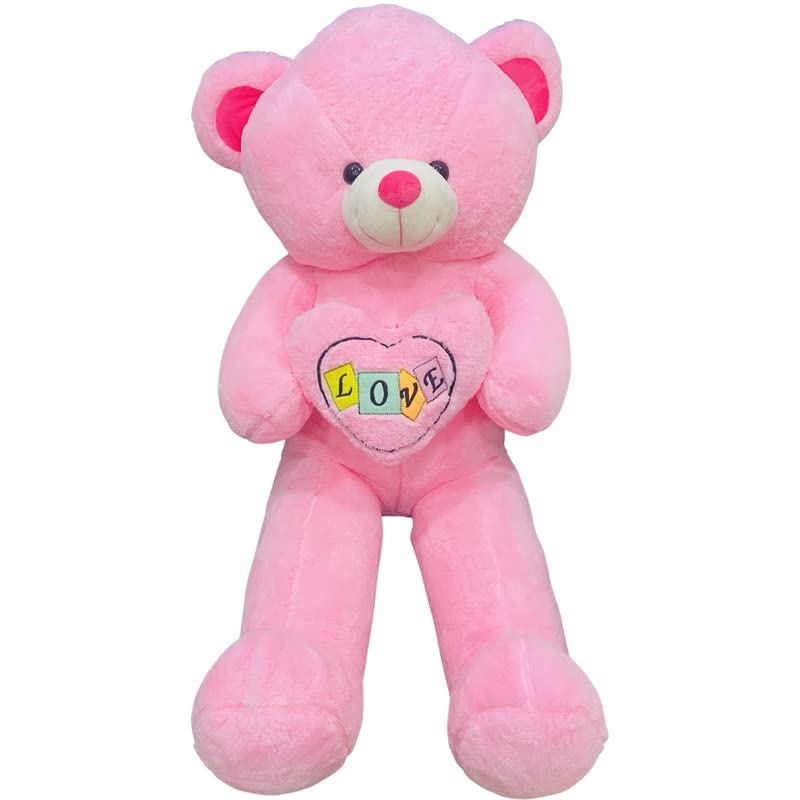 Image of HUG 'n' FEEL SOFT TOYS Long Soft Heart Teddy Cute Giant Life Size Teddy Bear 100Cm Heart Teddy Plush & Stuffed Toys