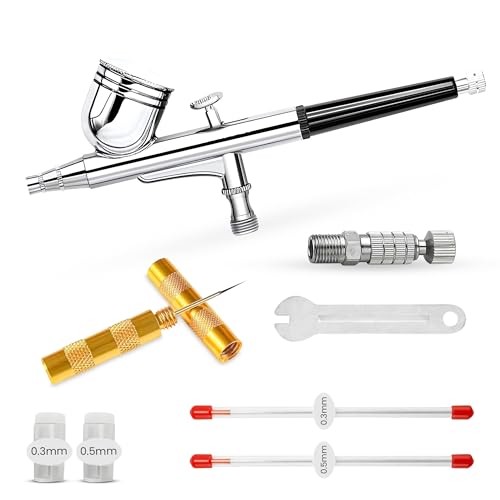 JUNIERS AG-230S Airbrush Pistole Double-Action-Funktion Airbrush-Set Pistole, Düse & Nadel, Komplettset für Profis & Anfänger Ideal für Modellbau, Nailart, Tattoo, Kuchen Dekoration & DIY-Projekte