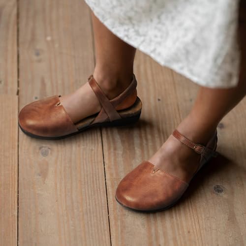 PARTY Closed Toe Sandals Women, Barefoot Arch Support Flat Sandals for Office Work and Travel with Comfortable Cork Footbed3