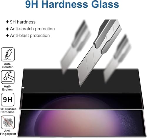Image of EZ-GLAZ Curved Privacy Tempered Glass for Samsung Galaxy S23 Ultra (Pack of 1) | UV Screen Protector with Fingerprint Unlock Support | 9H Hardness | Anti-Spy Privacy Guard | HD Clear | Bubble Free Installation