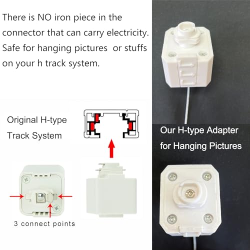 Image of Kiven Picture Hanging Kit, H-type Track System Adapter with Hook and Cord, Picture Rail Hooks for Wall Picture, Exhibition,Photograph,Decor,2 pack
